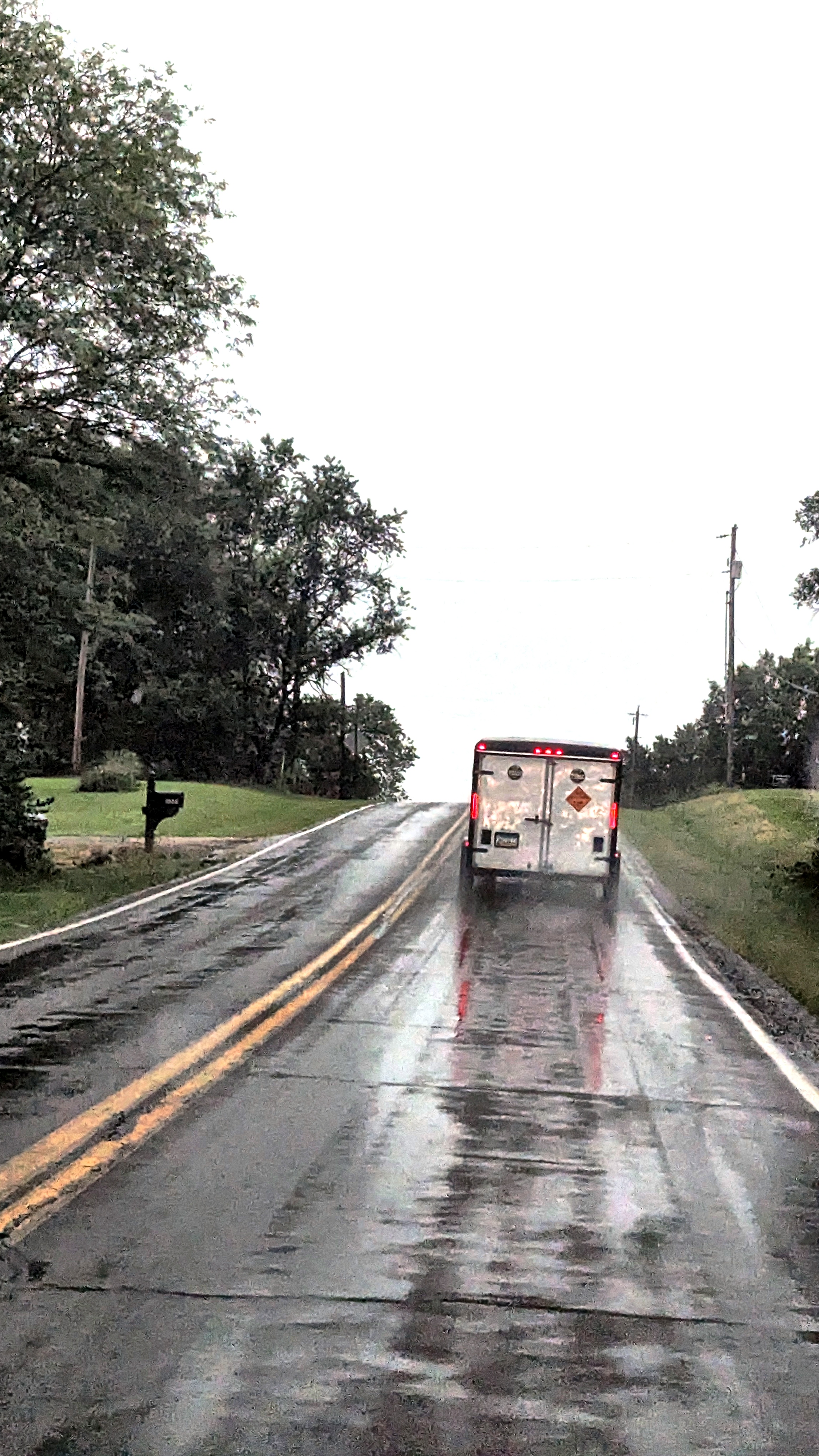 Enclosed pyrotechnics equipment trailer on road